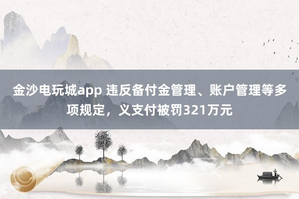 金沙電玩城app 違反備付金管理、賬戶(hù)管理等多項(xiàng)規(guī)定,義支付被罰321萬(wàn)元