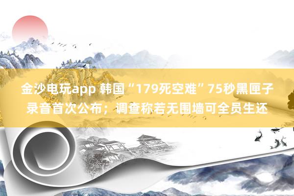 金沙電玩app 韓國(guó)“179死空難”75秒黑匣子錄音首次公布;調(diào)查稱(chēng)若無(wú)圍墻可全員生還