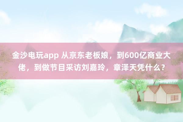 金沙電玩app 從京東老板娘，到600億商業大佬，到做節目采訪劉嘉玲，章澤天憑什么？