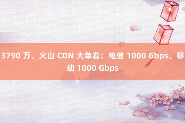 3790 萬(wàn)、火山 CDN 大單著:電信 1000 Gbps、移動(dòng) 1000 Gbps
