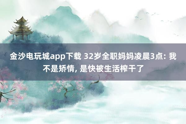 金沙電玩城app下載 32歲全職媽媽凌晨3點(diǎn): 我不是矯情, 是快被生活榨干了