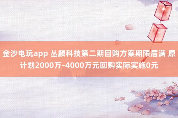 金沙電玩app 叢麟科技第二期回購方案期限屆滿 原計劃2000萬-4000萬元回購實際實施0元