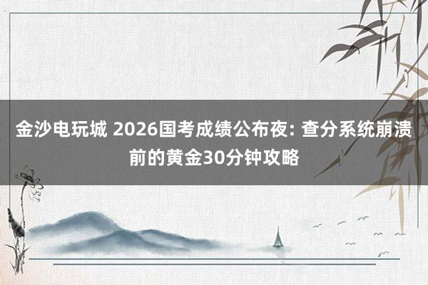 金沙電玩城 2026國考成績公布夜: 查分系統崩潰前的黃金30分鐘攻略