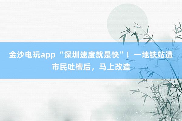 金沙電玩app “深圳速度就是快”！一地鐵站遭市民吐槽后，馬上改造