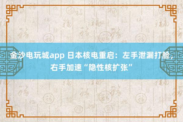 金沙電玩城app 日本核電重啟:左手泄漏打臉,右手加速“隱性核擴張”